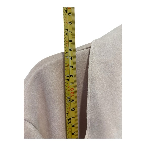 Zara Duster Coat Womens  XL Faux Suede Longline Open Beige Brown Colorblock Soft - Picture 7 of 7